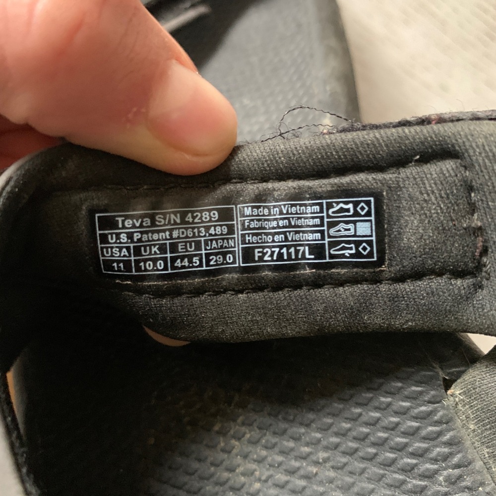 Teva Shoc Pad Mens Hiking Sandals Black Grey Adjustable Sz 11‎ Outdoor Trail - Picture 11 of 11